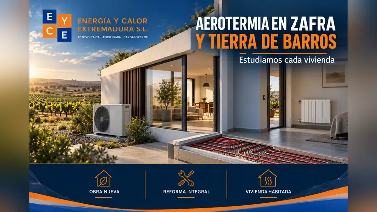 Aerotermia y suelo radiante para una vivienda en Zafra