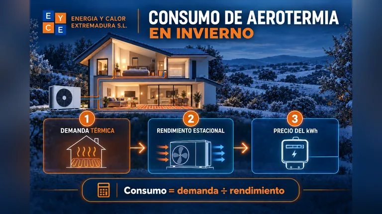 Método de cálculo del consumo de aerotermia en invierno en Extremadura