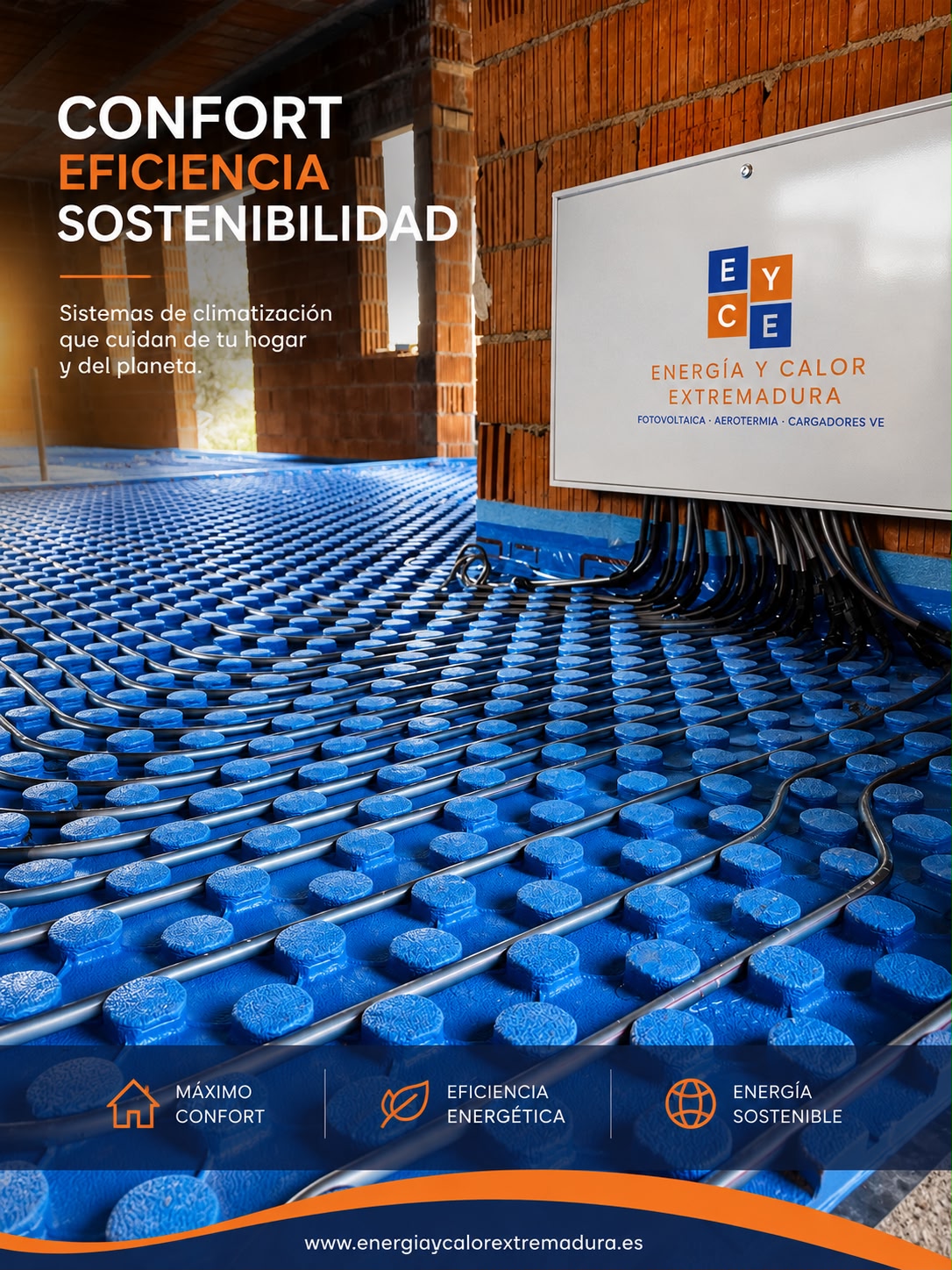 Instalación de suelo radiante con aerotermia — máximo confort y eficiencia energética en Extremadura
