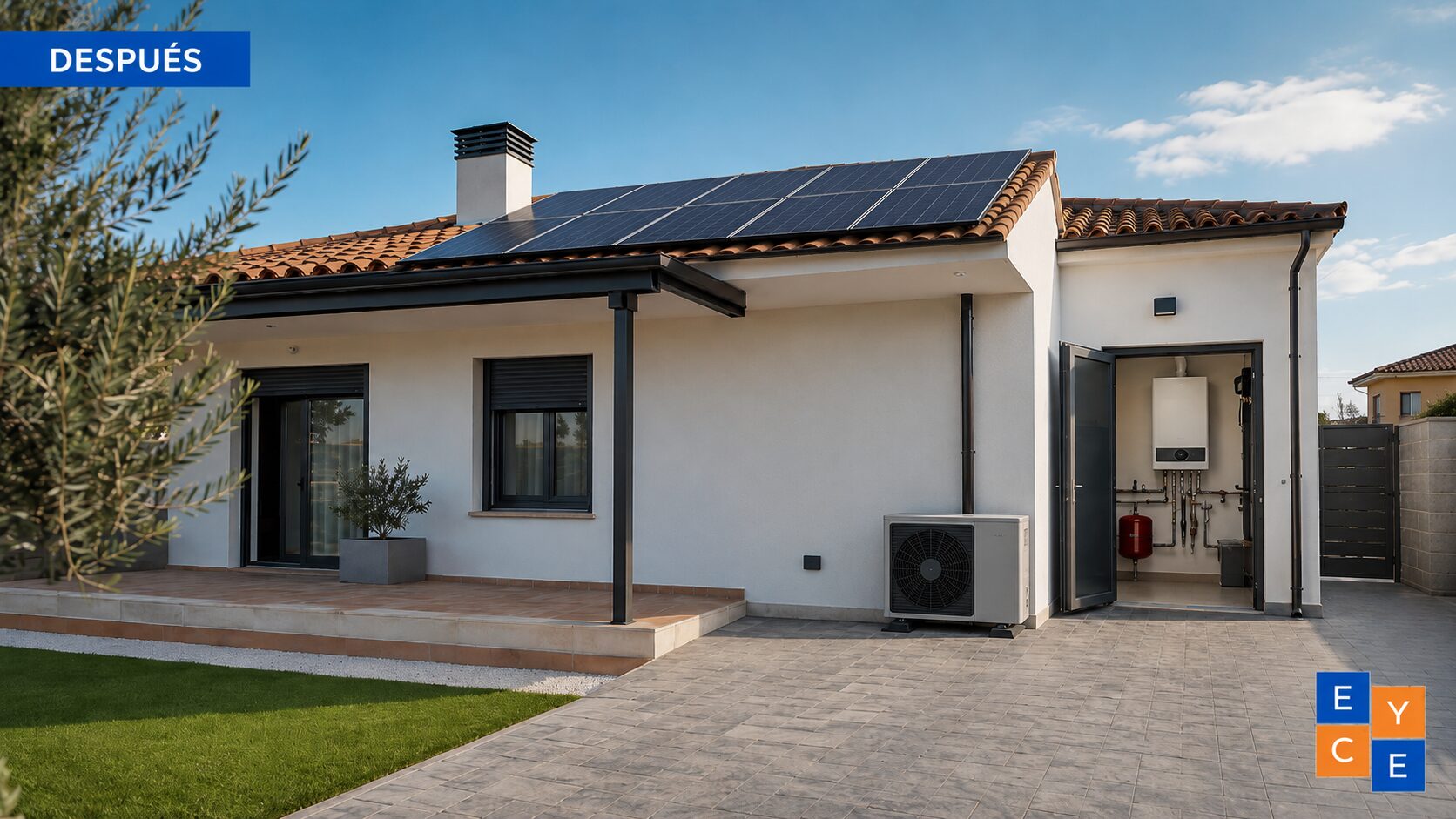 Instalación combinada de placas solares y aerotermia en vivienda unifamiliar de Badajoz