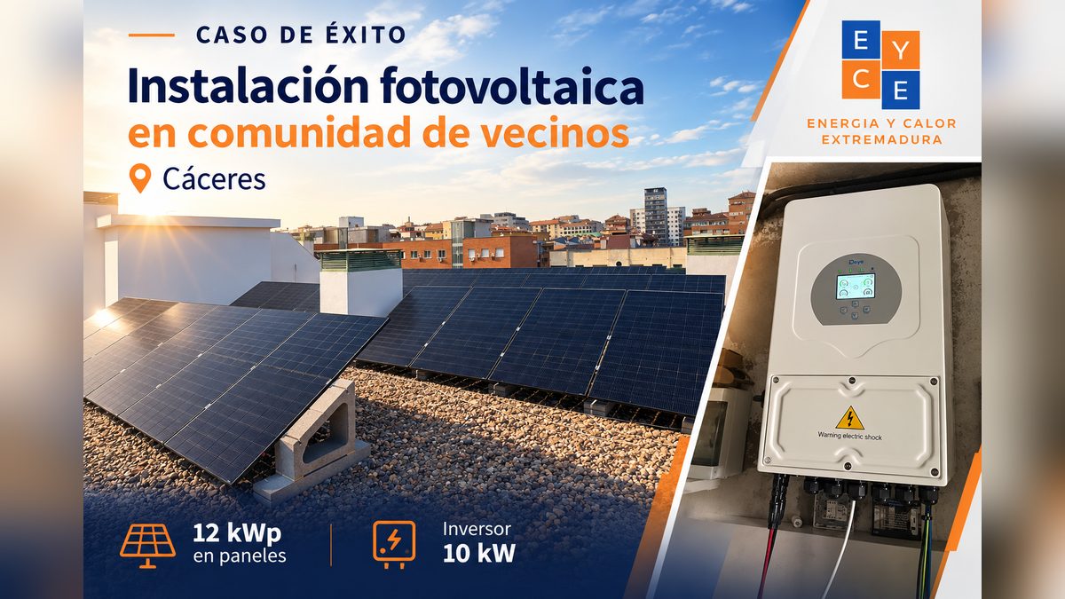 Instalación fotovoltaica de 12 kWp en la cubierta de una comunidad de vecinos de Cáceres