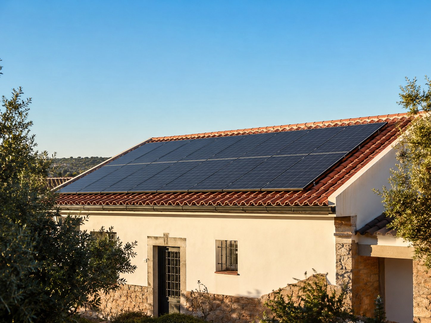 Instalación de placas solares en tejado de vivienda en Mérida