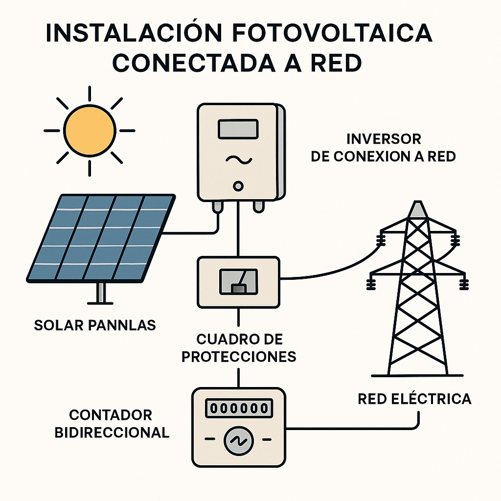Instalación fotovoltaica conectada a red: guía completa