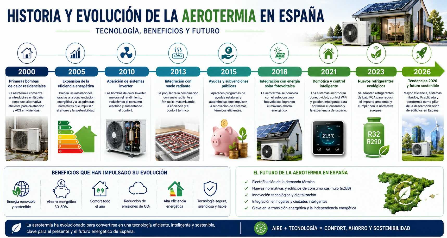 Historia y Evolución de la Aerotermia en España: Tecnología, Beneficios y Futuro