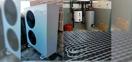Instalación de aerotermia con suelo radiante