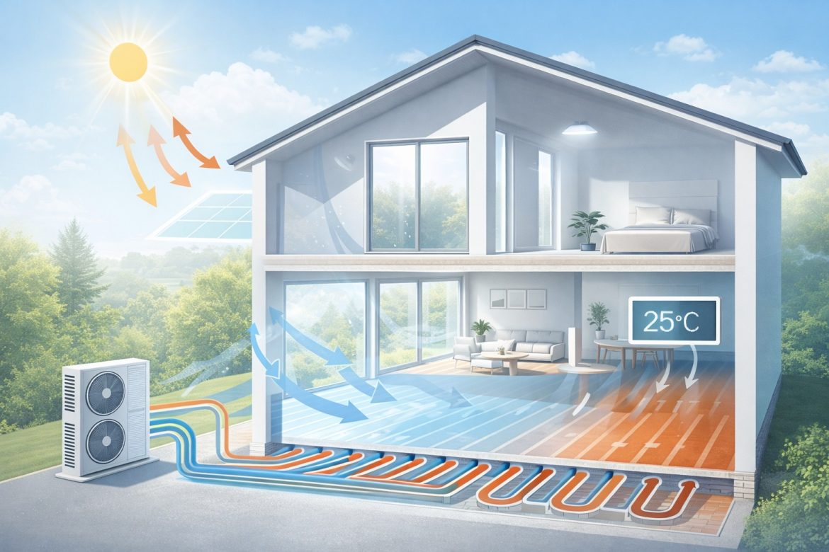 ¿Cuánto tarda en enfriar la aerotermia con suelo radiante? Tiempos reales, variables técnicas y qué esperar en verano